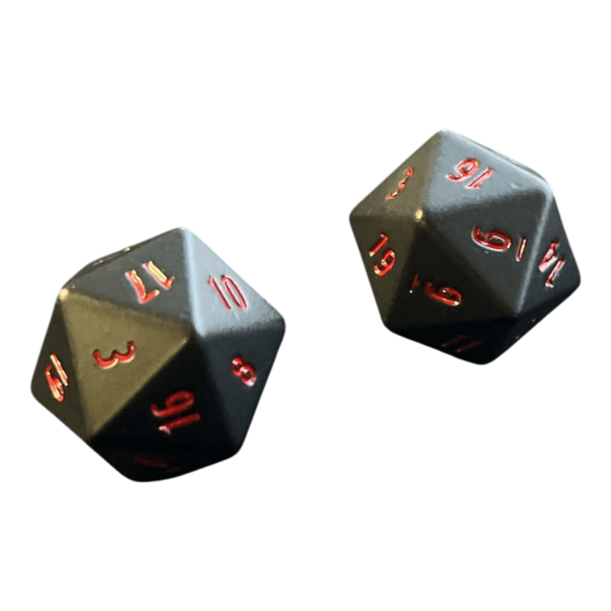 Würfel Stube D&D W20 aus Metal in schwarz/rot (2er Pack)