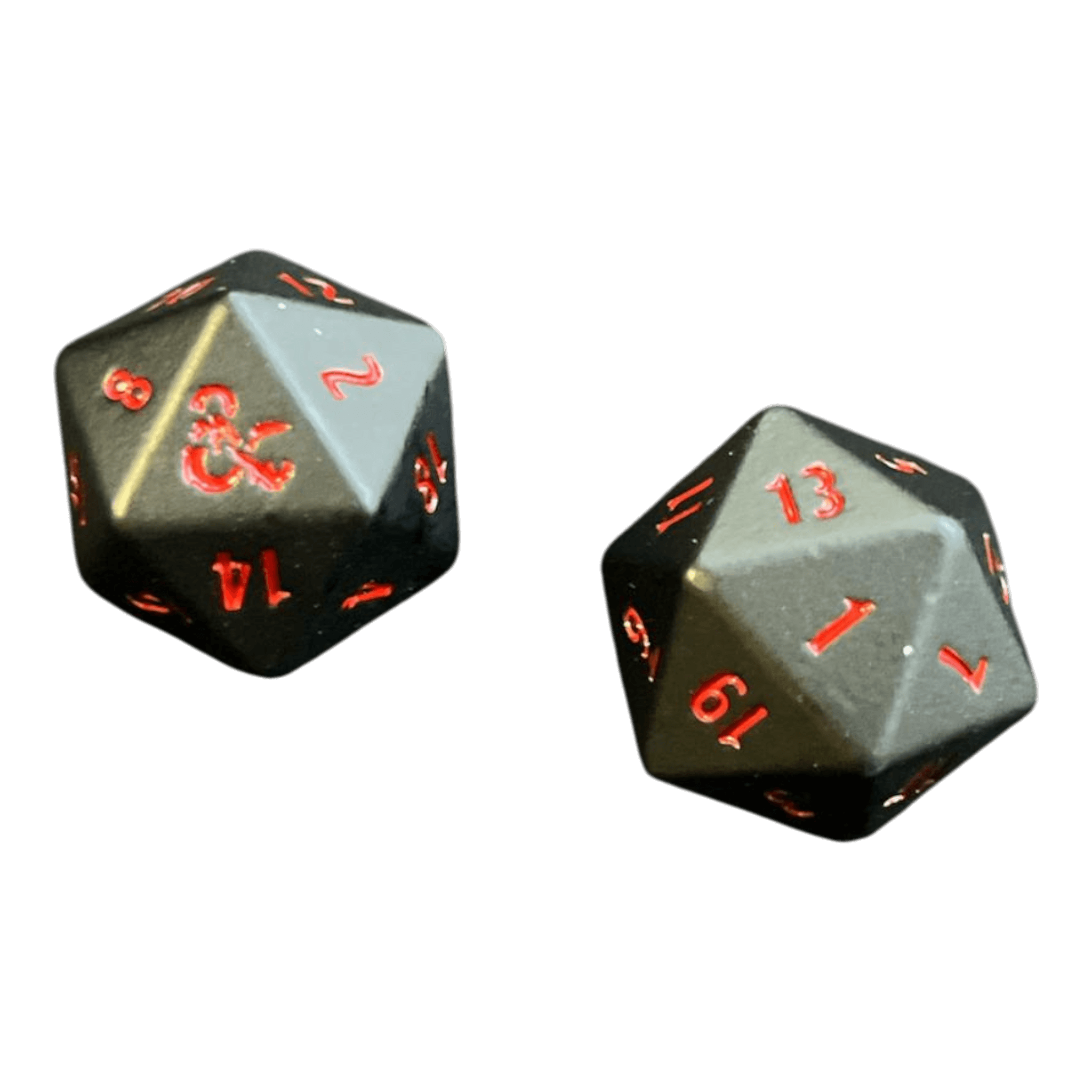 Würfel Stube D&D W20 aus Metal in schwarz/rot (2er Pack)