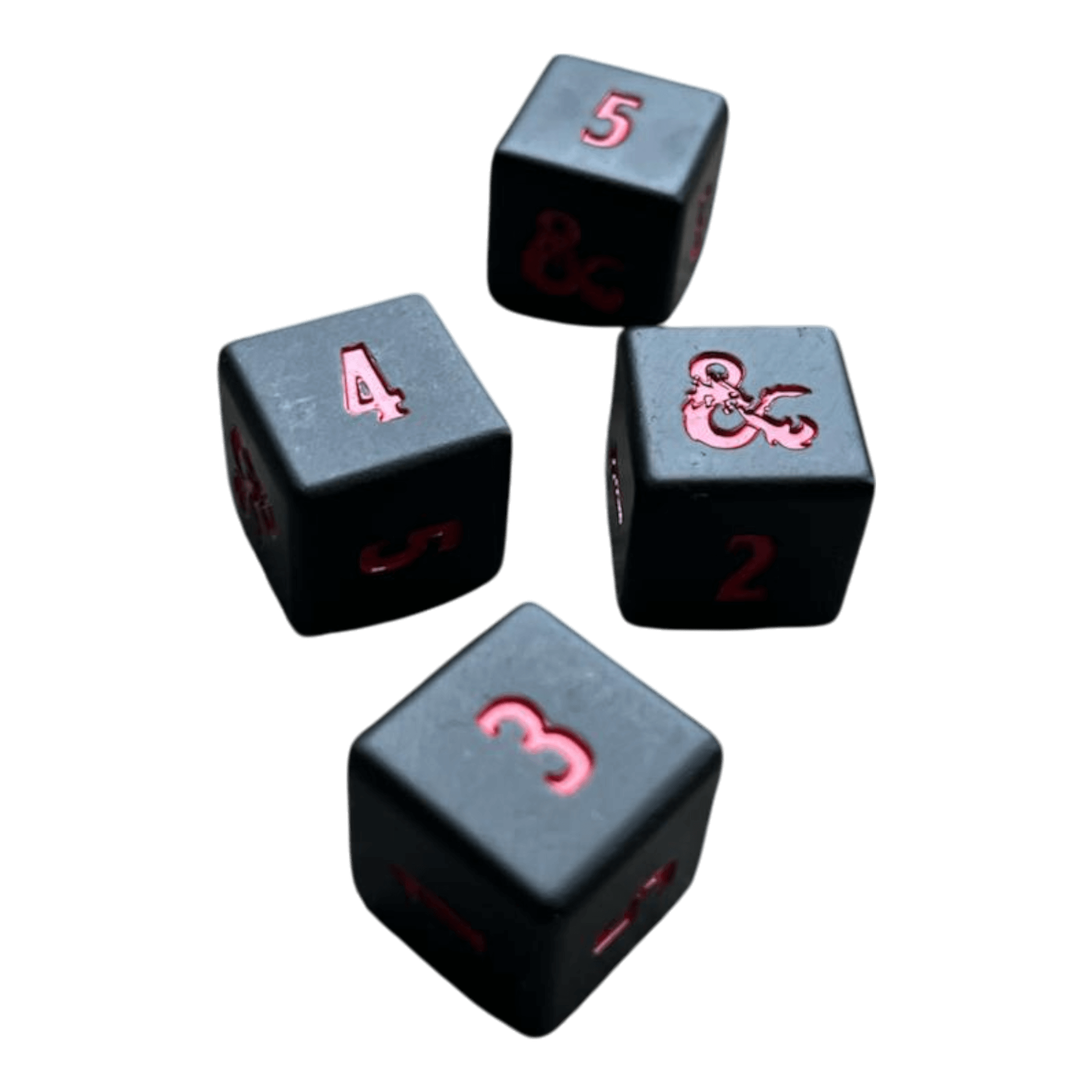 Würfel Stube D&D W6 aus Metal in schwarz/rot (4er Pack)