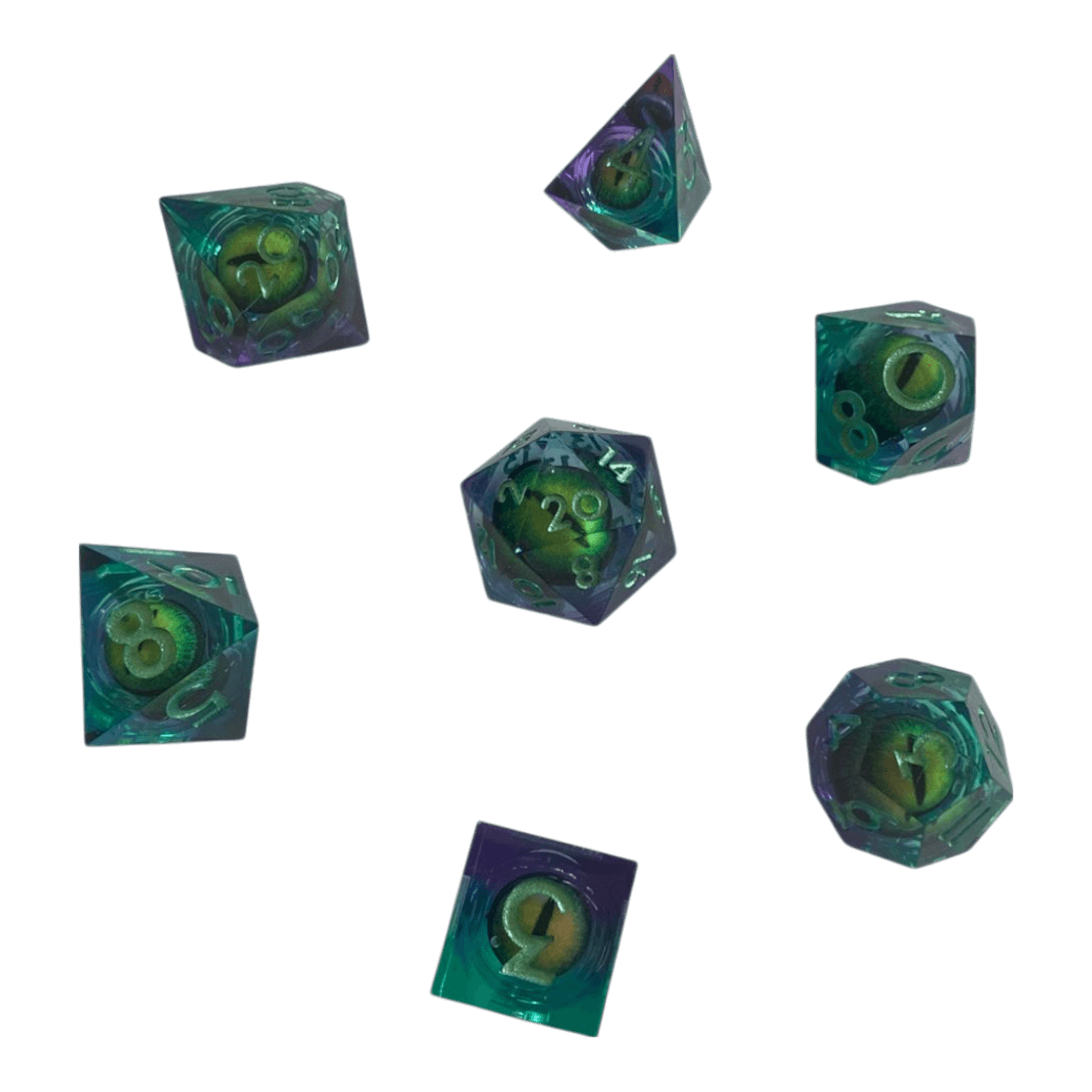 Waerfel Stube Drachenaugen-Würfel Set Blau-Lila