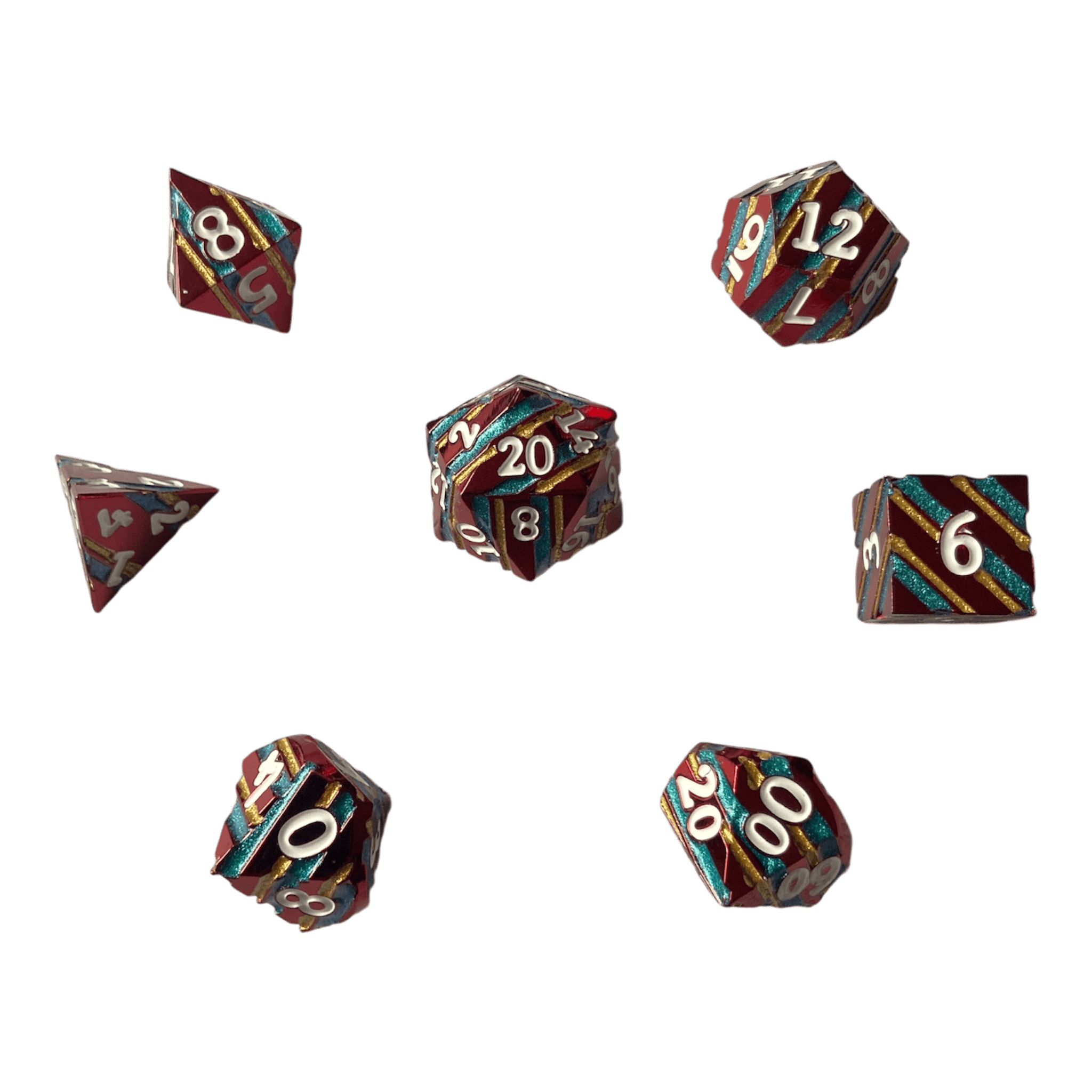 Würfel Stube Rote Metallwürfel mit blauen & goldenen Streifen Set