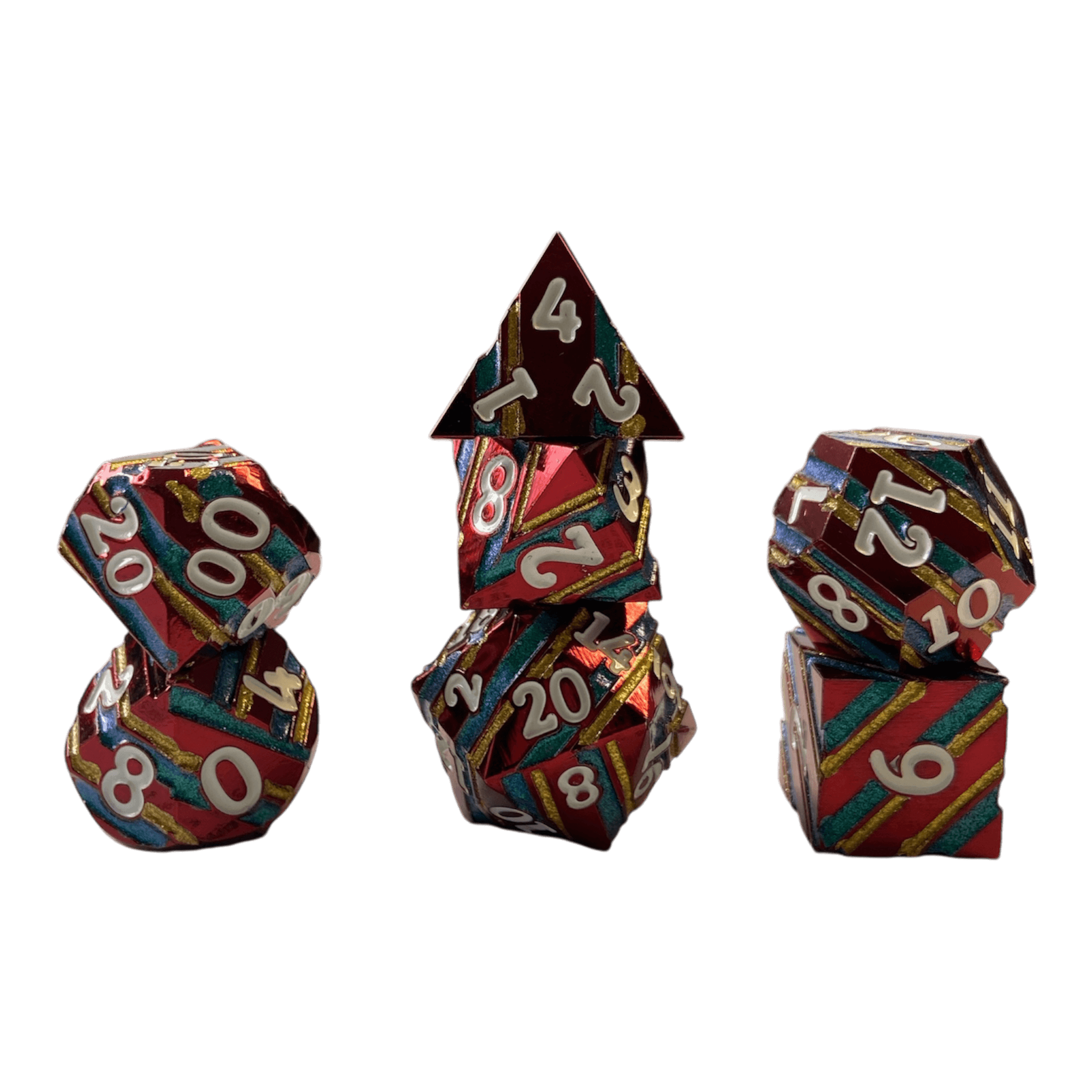Würfel Stube Rote Metallwürfel mit blauen & goldenen Streifen Set