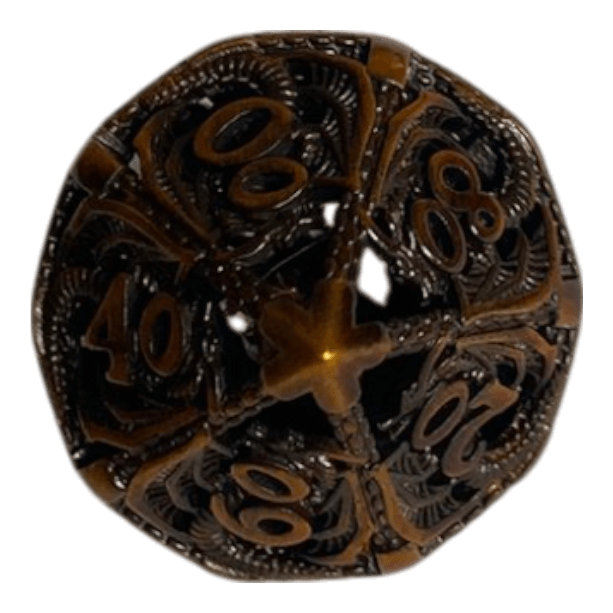 Würfel Stube W10-0 Metallwürfel mit fliegenden Drachen - Gold  - 18mm