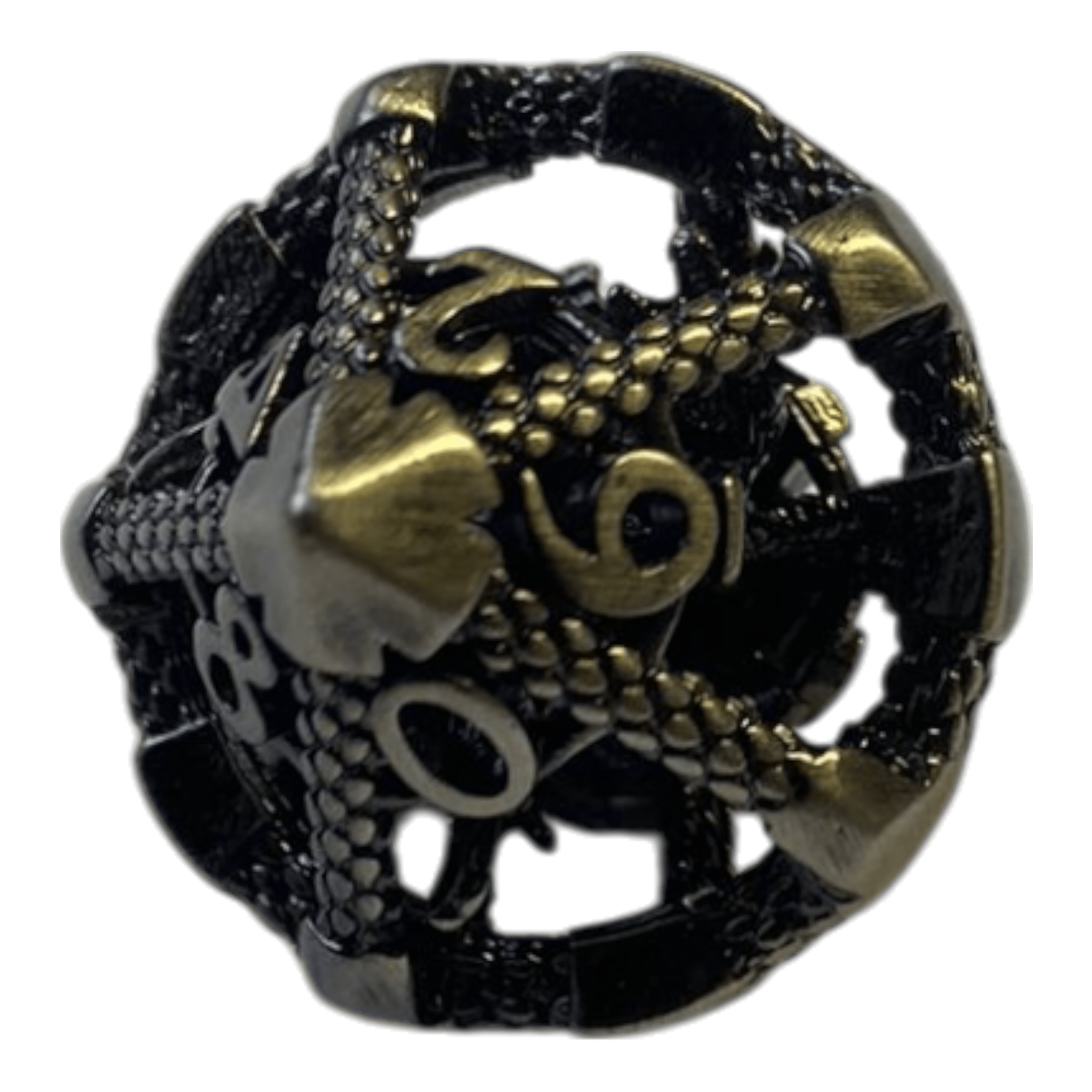 Würfel Stube W10 Drachenwürfel aus Antiken Silber  - 18mm