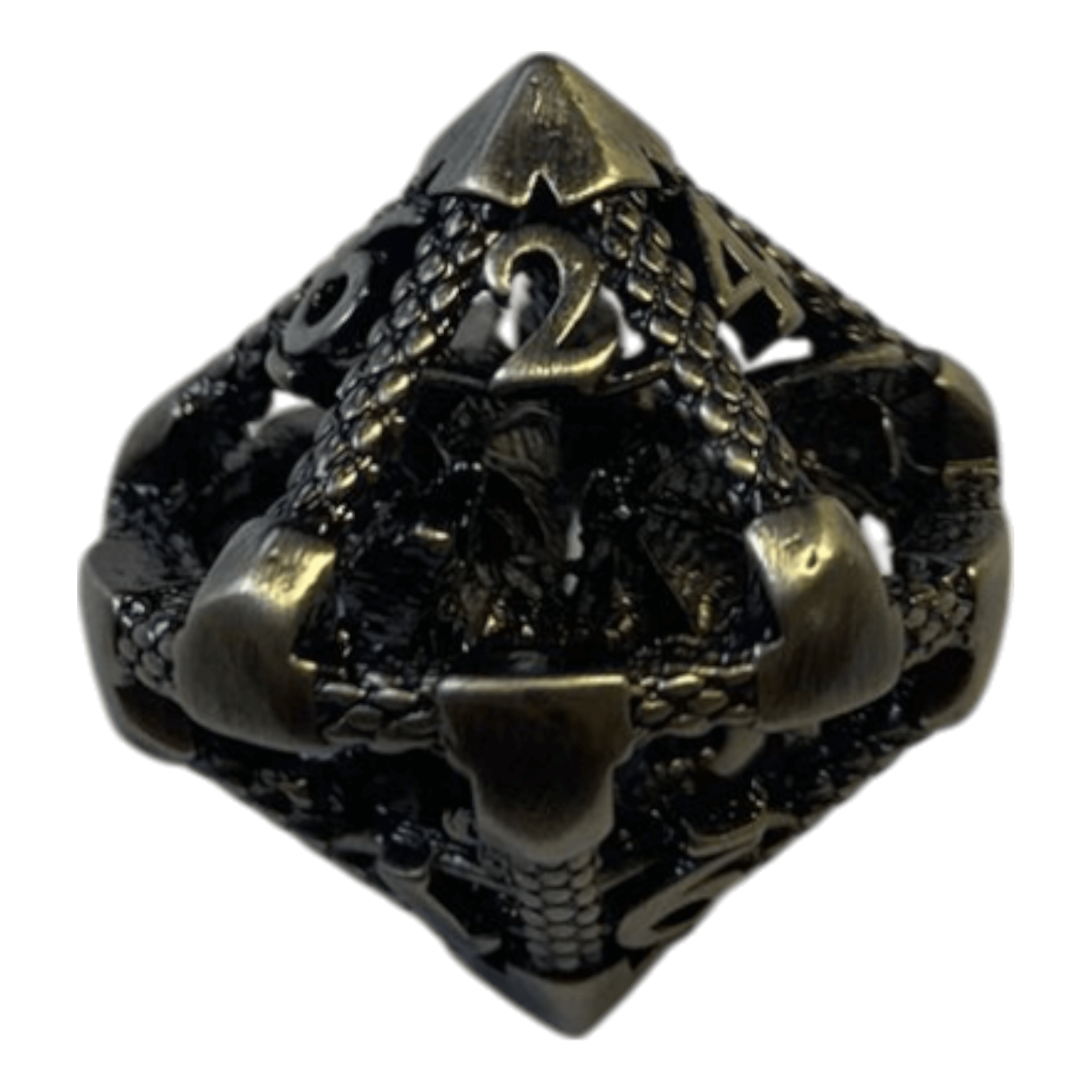 Würfel Stube W10 Drachenwürfel aus Antiken Silber  - 18mm