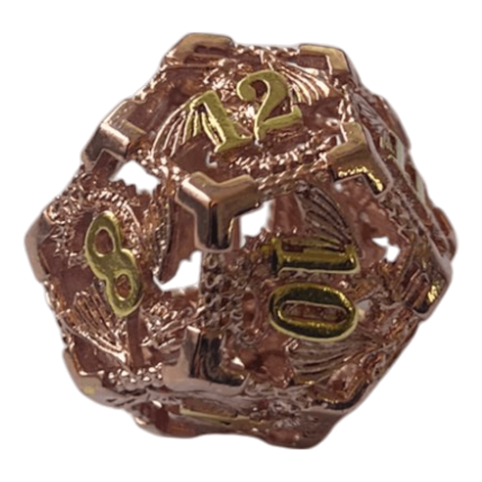 Würfel Stube W12 Drachenwürfel-Set (Kupfer mit goldenen Nummern) - 18mm