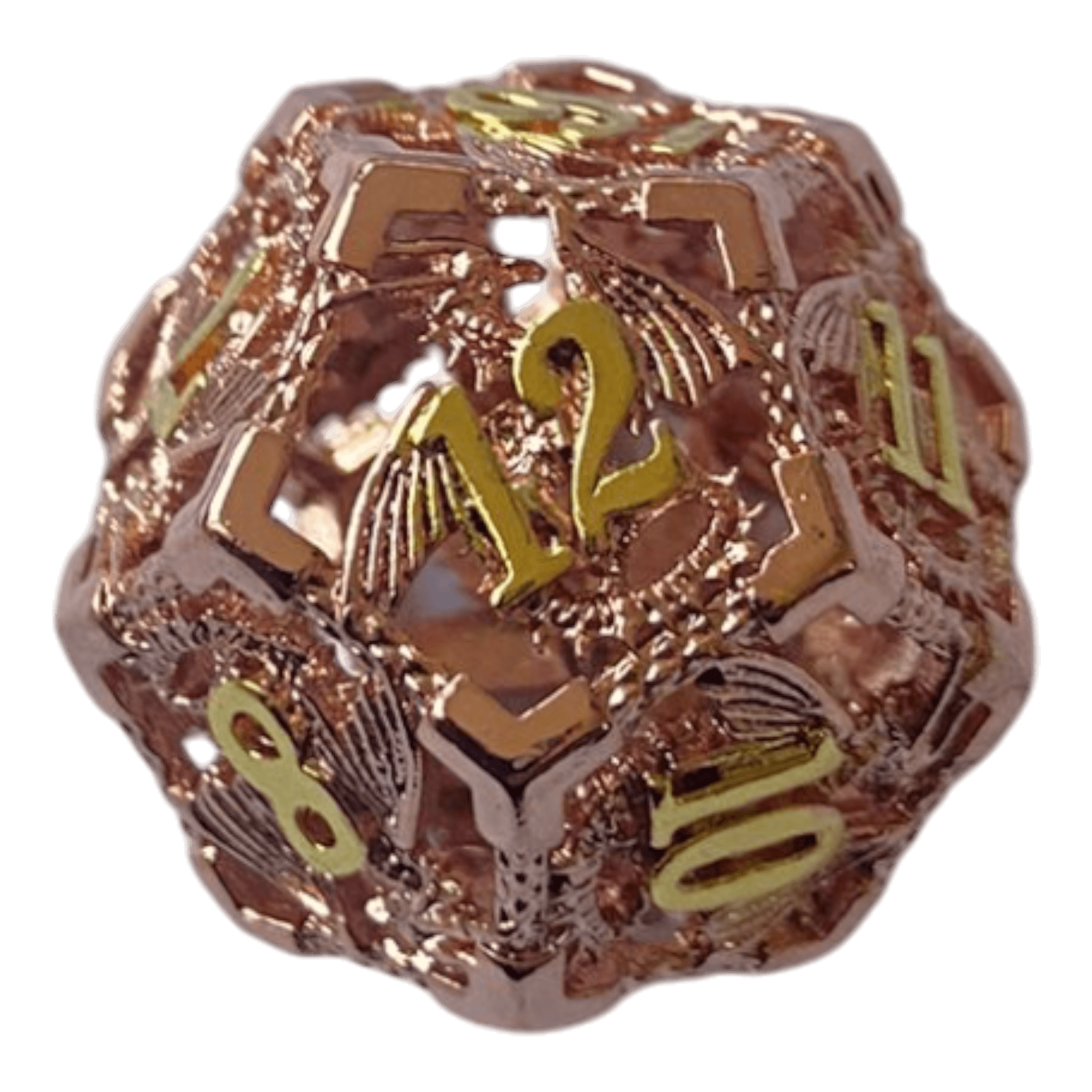 Würfel Stube W12 Drachenwürfel-Set (Kupfer mit goldenen Nummern) - 18mm