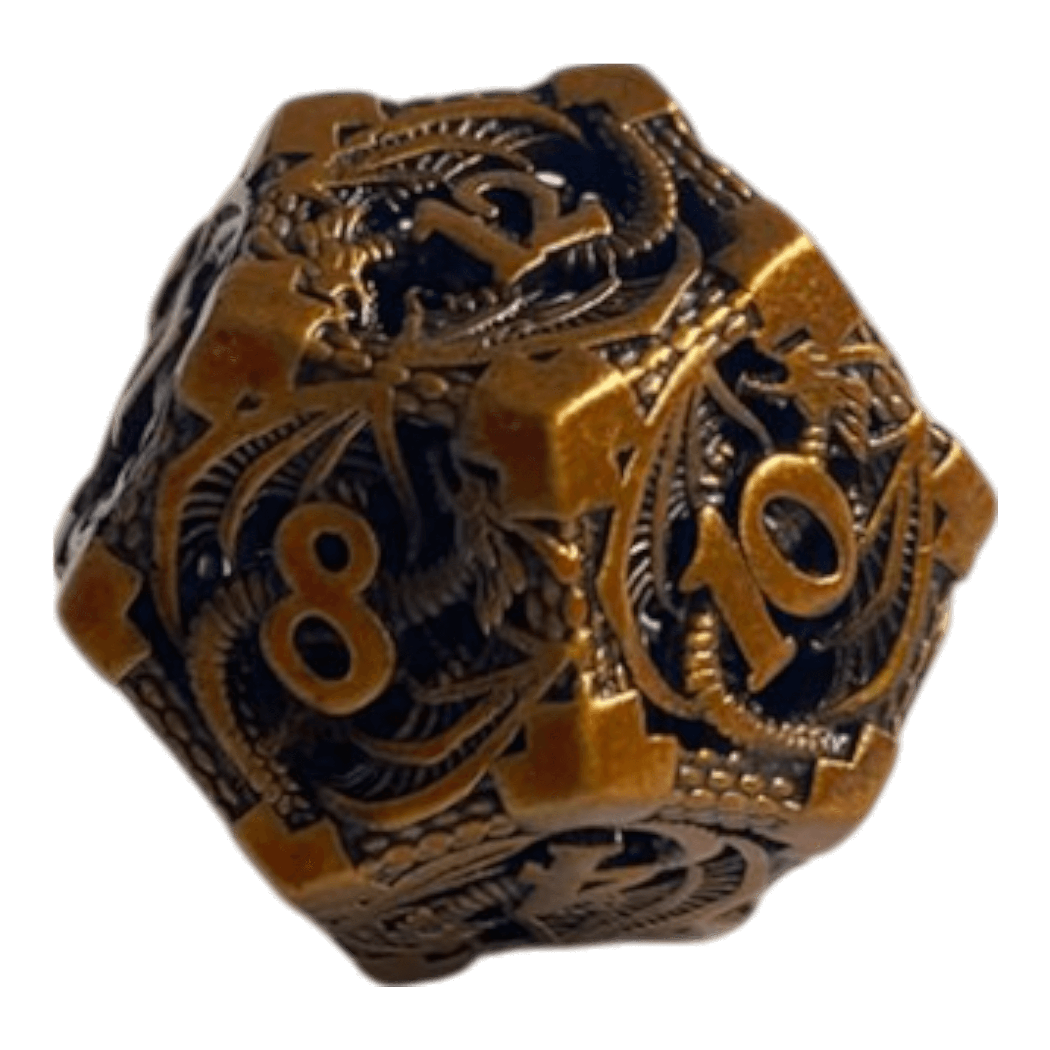 Würfel Stube W12 Metallwürfel mit fliegenden Drachen - Gold  - 18mm