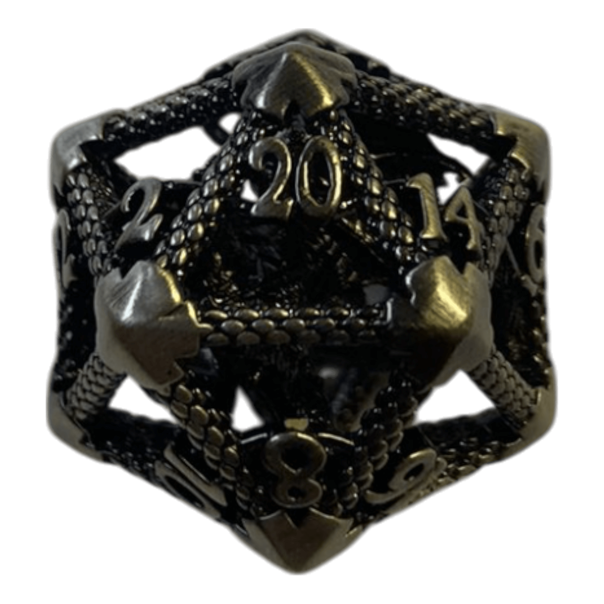 Würfel Stube W20 Drachenwürfel aus Antiken Silber  - 18mm