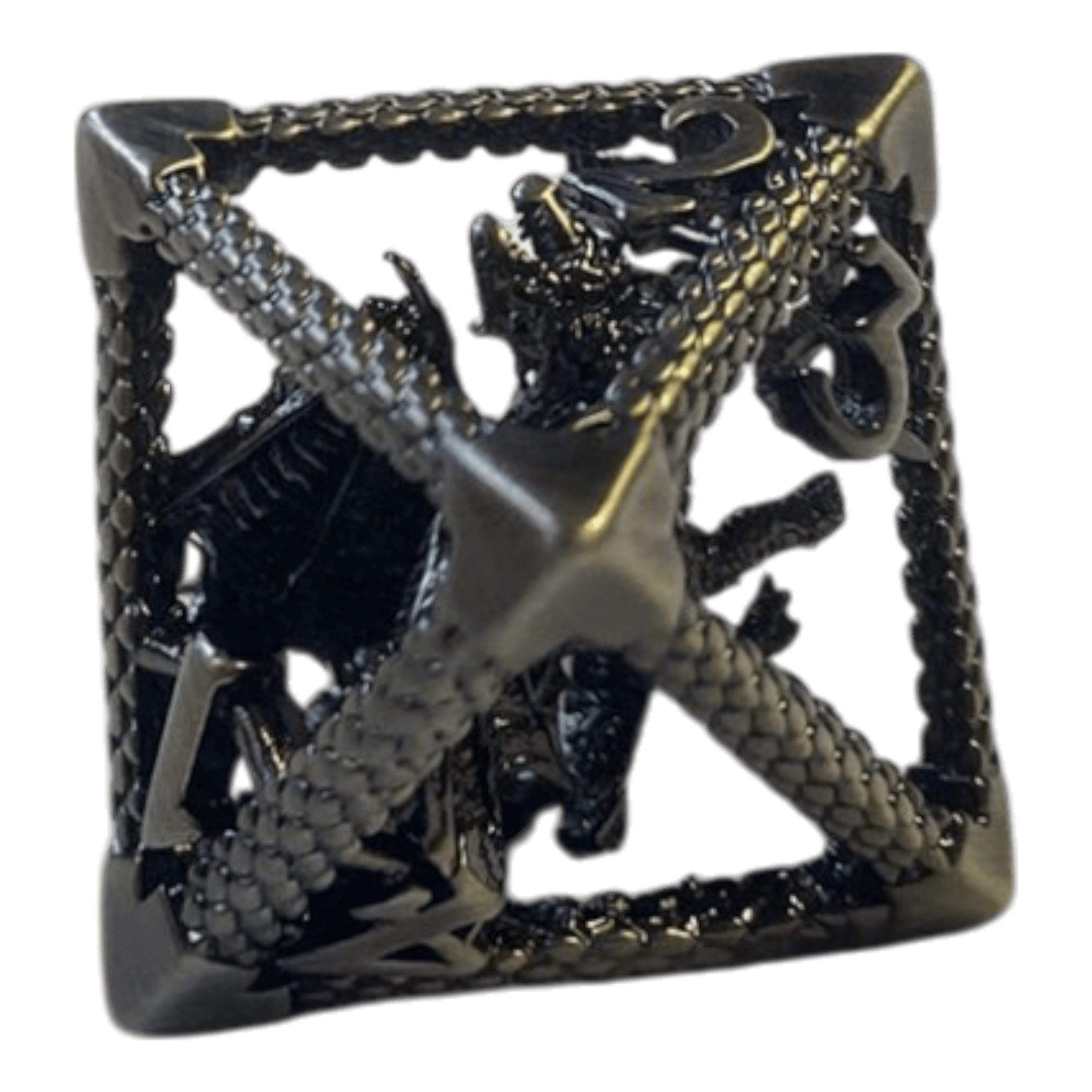 Würfel Stube W8 Drachenwürfel aus Antiken Silber  - 18mm