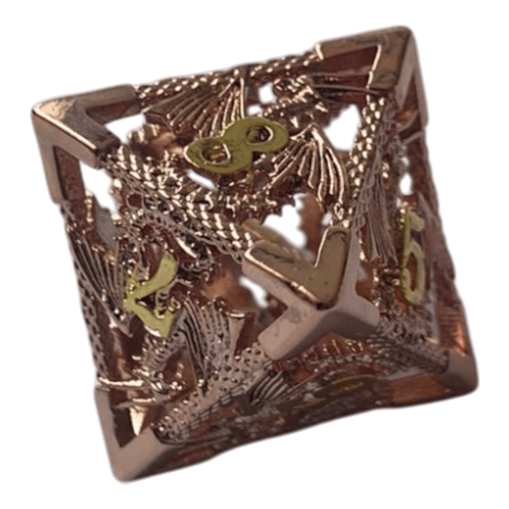 Würfel Stube W8 Drachenwürfel-Set (Kupfer mit goldenen Nummern) - 18mm