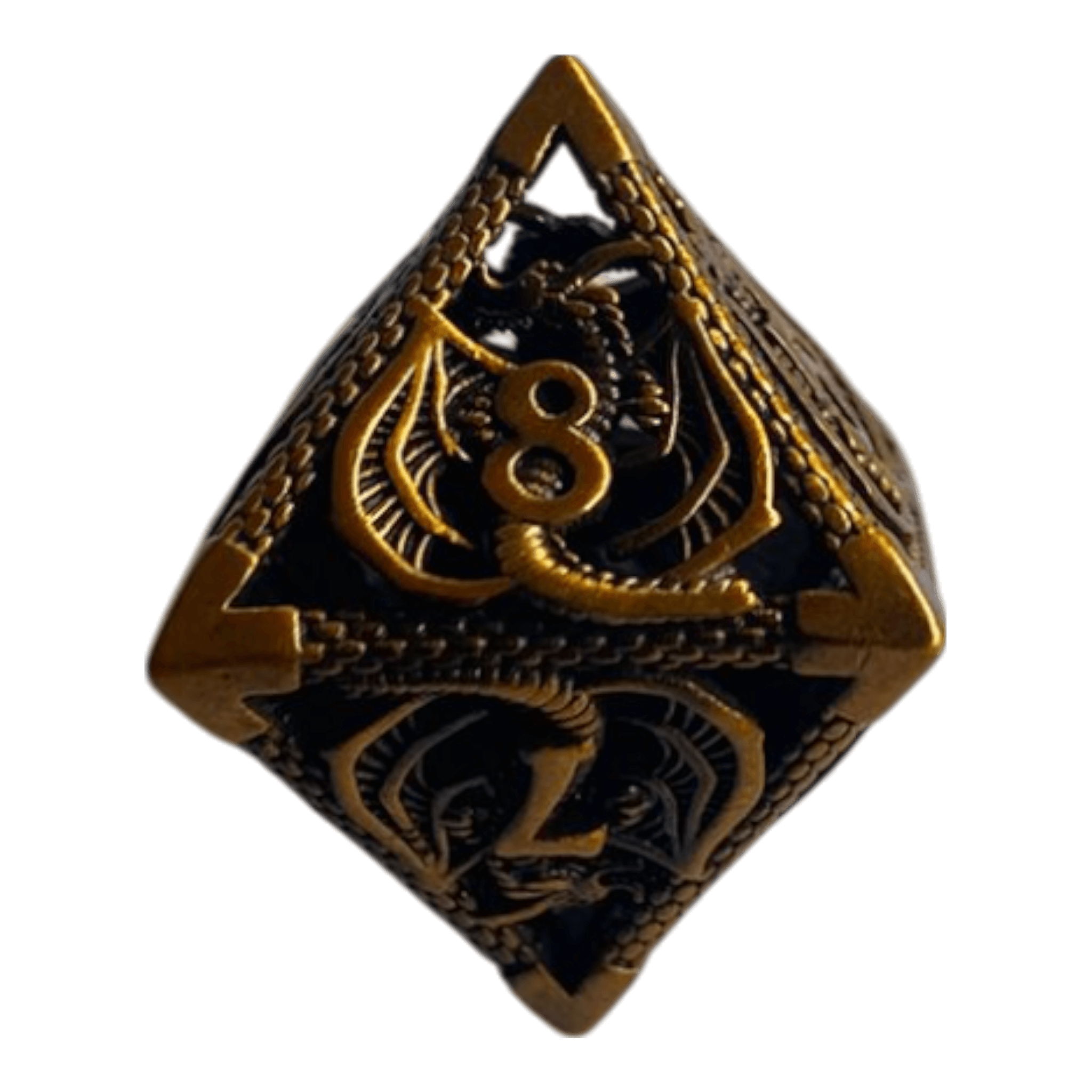 Würfel Stube W8 Metallwürfel mit fliegenden Drachen - Gold  - 18mm