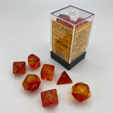 Chessex Gemini Translucent Red-Yellow/Gold 7er Set