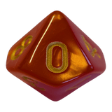 W10 Perlmuttwürfel in Rot & Gold