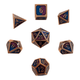 Kupfer Metallwürfel blau/lila 7er Set (14mm)