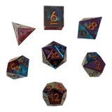 Schimmernde Würfel – Blau/Türkis/Lila 7er Set (18 mm)