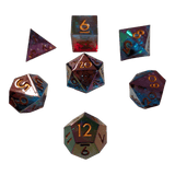 Schimmernde Würfel – Blau/Türkis/Lila 7er Set (18 mm)