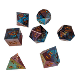Schimmernde Würfel – Blau/Türkis/Lila 7er Set (18 mm)