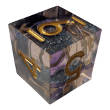 Glitzerwürfel mit flüssigem Kern – Türkis/Lila/Gold 7er Set (18mm)