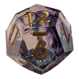 Glitzerwürfel mit flüssigem Kern – Türkis/Lila/Gold 7er Set (18mm)