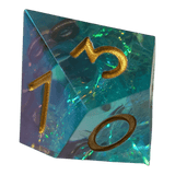 Schimmernde Würfel – Türkis/Lila/Gold 7er Set (18 mm)