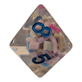 Konfetti/Sprinkle Dice – Pastellfarben (transparent & bunt) 7er Set