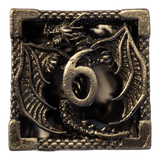 Metallwürfel mit fliegenden Drachen - Antik Silber - 18mm Set