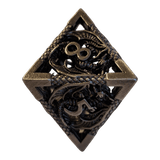 Metallwürfel mit fliegenden Drachen - Antik Silber - 18mm Set