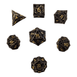 Metallwürfel mit fliegenden Drachen - Schwarz/Gold - 18mm Set