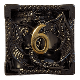 Metallwürfel mit fliegenden Drachen - Schwarz/Gold - 18mm Set