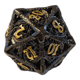 Metallwürfel mit fliegenden Drachen - Schwarz/Gold - 18mm Set