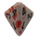 Blutstropfen Würfelset – Weiß/Rot mit Flecken (7er Set)