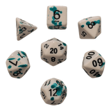 Speckled Dice (Grün/Weiß) mit Splatter-Effekt / Spritz-Effekt 7er Set