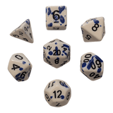 Speckled Dice (Blau/Weiß) mit Splatter-Effekt / Spritz-Effekt 7er Set