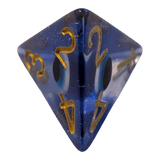 Glitzer Augapfel Würfelset – Blau/Transparent (7er Set)