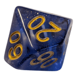 Glitzer Augapfel Würfelset – Blau/Transparent (7er Set)