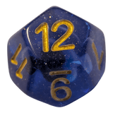 Glitzer Augapfel Würfelset – Blau/Transparent (7er Set)