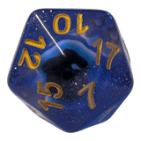 Glitzer Augapfel Würfelset – Blau/Transparent (7er Set)