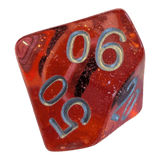 Glitzer Augapfel Würfelset – Rot/Transparent (7er Set)