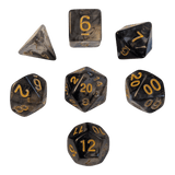 Nebula Dark Cloud Dice Set - Transparentes 7er Set Schwarz/Gold