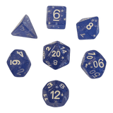 Blue Sky Würfelset – Glitzer-Transparent mit Sternen (7er Set)