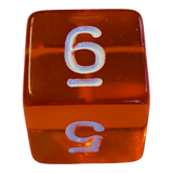 Transparentes Würfelset – Orange/Rot (7er Set)