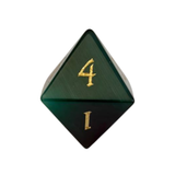 Green Cat's Eye / Emerald Green Dice - Edelsteinwürfel Set | Grün & Gold
