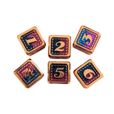 Metall W6 Würfelset "Dragon Scale" | Roségold Blau-Lila | 6-teilig (16 mm)