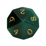 Green Cat's Eye / Emerald Green Dice - Edelsteinwürfel Set | Grün & Gold