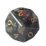 Dragon Blood Dice / Bloodstone Edelstein Würfelset | Schwarz/Rot mit goldenen Zahlen