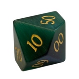 Green Cat's Eye / Emerald Green Dice - Edelsteinwürfel Set | Grün & Gold