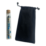 Würfel Stube 12mm Würfel Blau/Schwarz Marmoriert mit Punkten aus Glasflasche + Aufbewahrungsbeutel