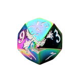 Metall Würfelset mit Drachenmotiv (Rainbow) | 7er Set