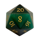 Green Cat's Eye / Emerald Green Dice - Edelsteinwürfel Set | Grün & Gold